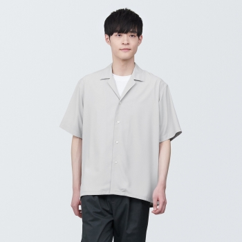 Á0 sơ mi tay ngắn cổ bẻ nam xám nhạt trend 2024