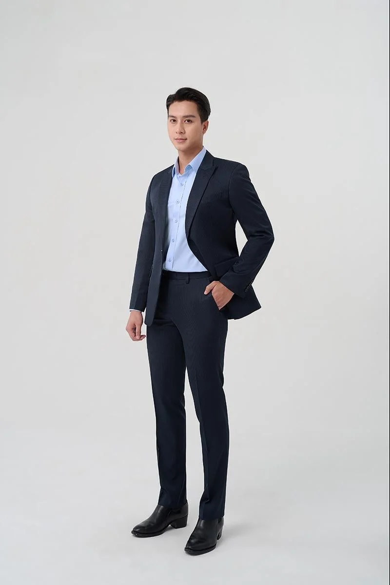 Vest bộ nam màu xanh Navy Merriman mã THMOV057 chất liệu nano